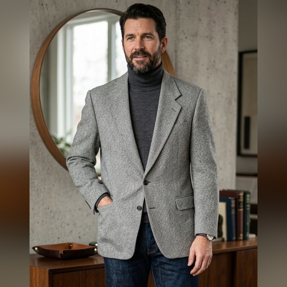 Shipley Gray Tweed Wool Sport Coat/Blazer - Sz 44R